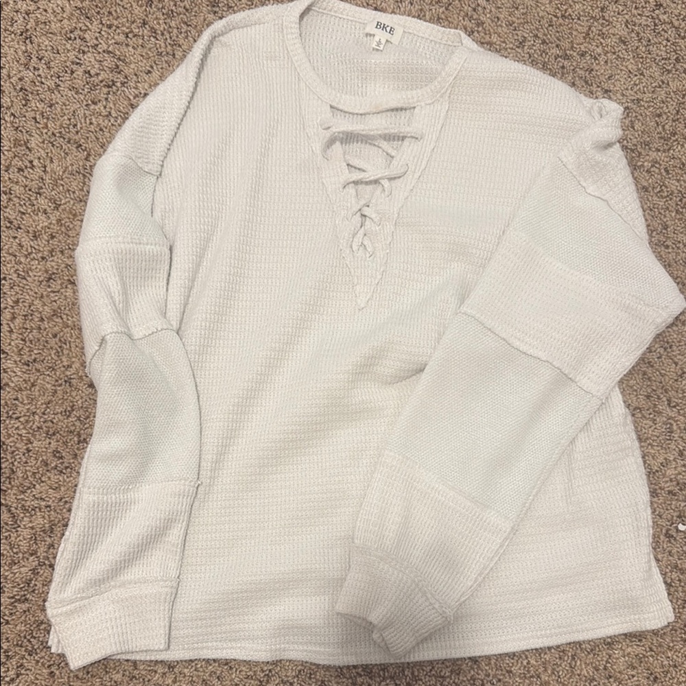 BKE Lace-Up Knit Sweater